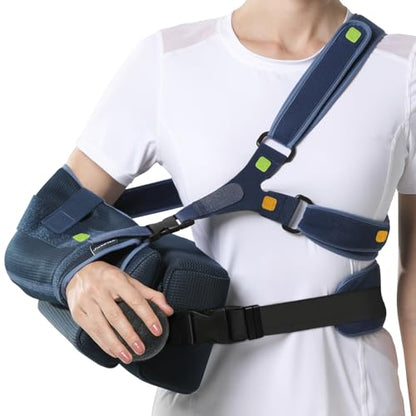 Velpeau Shoulder Abduction Sling with Two Removable Pillows, Shoulder Immobilizer Strap for Sleeping, Rotator Cuff Surgery, Medical Sling for Women & Men, Fits Left & Right Arm (L, Bust ﹥41″) - size: Large