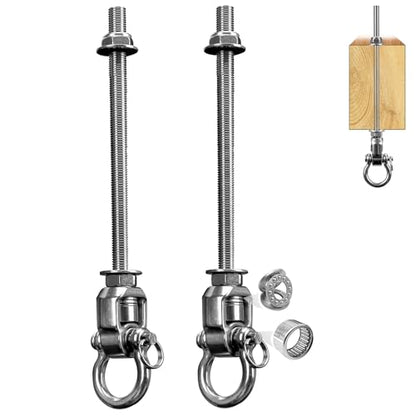 2 Heavy Duty Swing Hangers 360° Bearing Stainless Steel Swing Hooks 1000LBS Capacity Playground Sandbag Hammock Chair Porch Swing - size: 2 Pack 360°