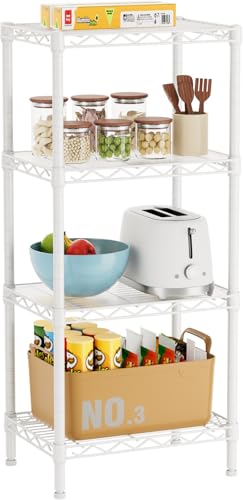 Golpart 4Tier Adjustable Storage Shelves Metal Wire Shelving Standing Shelf - color: White, size: 4-tier-11.6"Dx17.6"Wx44.2"H