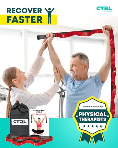 Stretching Strap with Loops, Non Elastic Stretch Band for Physical Therapy
