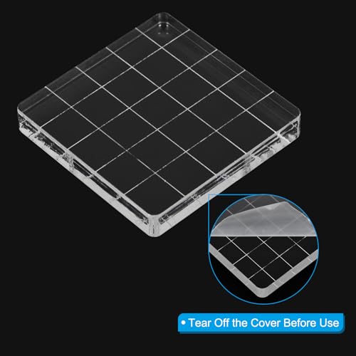 PATIKIL Acrylic Stamp Block, 15 Pack Stamping Block Square Shape with Grid Lines Decorative Mounting Blocks Set for Scrapbooking DIY Crafts Card Making, 2" x 2" - size: 2" x 2"