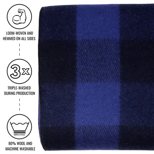 Arcturus Military Wool Blanket - Warm, Thick, Washable - Great for Outdoors, Camping, Stadium Blanket, Picnics, Travel - Car & Bushcraft Survival Kits - color: Blue Buffalo, size: Twin