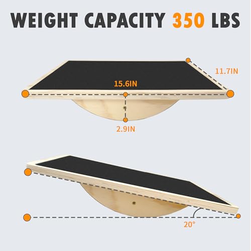 Balance Board Professional Wobble Board for Adults Anti-Slip for Physical Therapy Standing Desk Core Strength Wooden Rocker Board(350LBS) - size: Balance Board (Wooden)