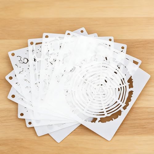 16PCS Geometric Stencils for Painting, Reusable Abstract Layering Stencils for Crafts, Perfect for Wood, Walls, Furniture, Card Making, Cake Decorating, Rock Painting
