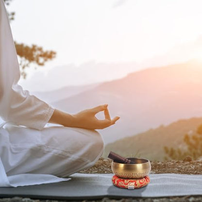 Kmise Tibetan Singing Bowls Set- Handmade in Nepal Meditation Sound Bowls for Yoga, Meditation, Mindfulness, Healing and Chakra Balancing, Stress Relief (5', Buddha) - color: 5inch Buddha