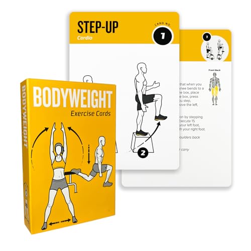 Bodyweight Exercises Cards, 62 Workout Cards Deck Large Size 5" x 3.5" Fitness Cards for Women & Men, Beginner Fitness Guide to Training Exercises at Home or Gym - style: Bodyweight Vol1