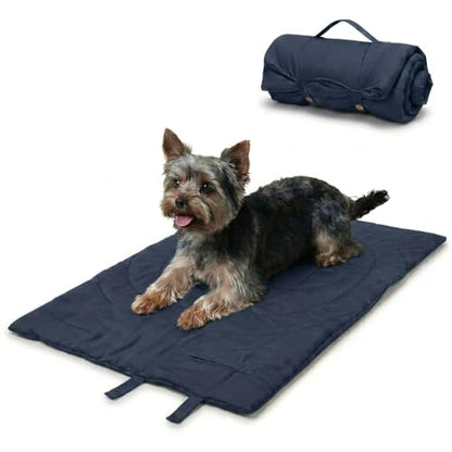 Lightly Padded Roll-Up Travel Dog Mat Settle & Place Training - color: Blue, size: Large(46.46"x26.38")