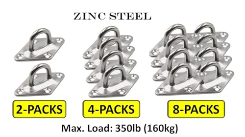 Heavy Duty Hammock Kits & Ceiling Hook Diamond Pad Eye Plates, 304 Stainless Steel & Black Zinc Galvanized Steel Corrosion Resistant, 2, 4 & 8 Packs - color: 2-Pack-Zinc-M6