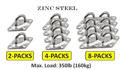 Heavy Duty Hammock Kits & Ceiling Hook Diamond Pad Eye Plates, 304 Stainless Steel & Black Zinc Galvanized Steel Corrosion Resistant, 2, 4 & 8 Packs - color: 4-Pack-Zinc-M6