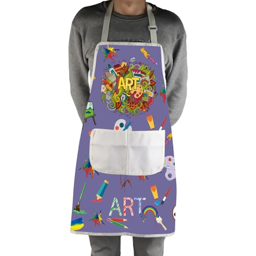 MBMSO Painting Artist Apron with Pockets Artist Painter Gifts Art Lover Gift for Art Teacher Student Painter Apron Waterproof - color: Art Apron-purple