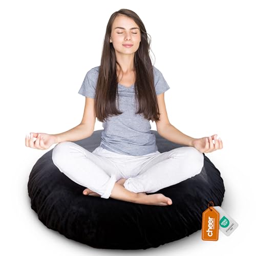 Cheer Collection Extra Large Floor Pillow, 32" Round Meditation Cushion, Oversized Yoga Pillow & Floor Cushions for Adults, Floor Pillows for Sitting, Meditation, and Seat Cushion- Black - color: Large Black