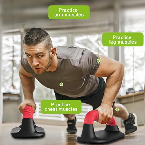 Kipika Push Up Bars, Pushup Stands, Anti-Slip Soft Plastic Push Up Handles, Bottom Anti-Slip Pad, Strength Training Equipment, Perfect for Floor Workout Exercise - color: C: Black & Red