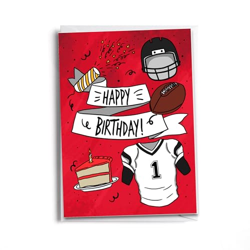 Football Birthday Card – Red Happy Birthday Card for Football Athletes and Fans - style: Football