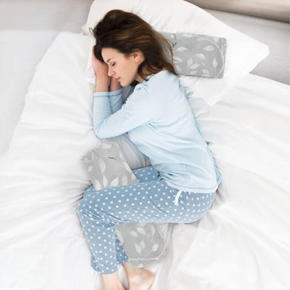 Grey Vine Leaves Neck Roll Pillow Bolster Round Health Memory Foam Long Cervical Cylinder Pillows with Removable Washable Cover for Body Bed Legs Back Yoga - color: Grey Vine Leaves