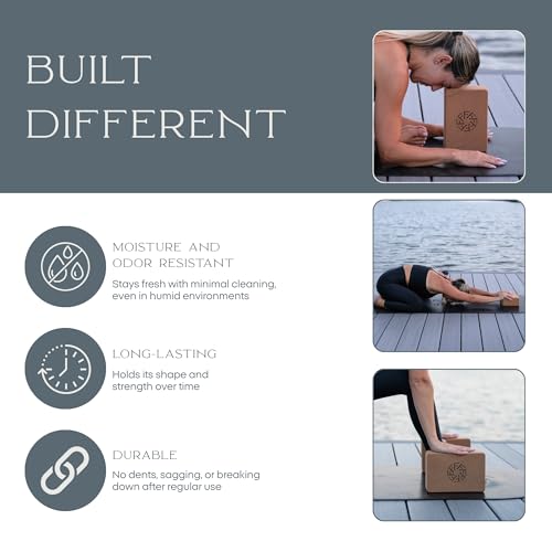 FFLLOOWW Premium Cork Yoga Block – Non-Slip, High-Density Support for Yoga, Pilates, Stretching, Home Workouts & Balance Training