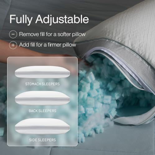 Coop Home Goods Cool+ Adjustable Pillow, King Size Plus Shaped Memory Foam Pillows with Cooling Gel, Back, Neck Support, Stomach or Side Sleeper Pillow, CertiPUR-US/GREENGUARD Gold - color: Classic, size: King