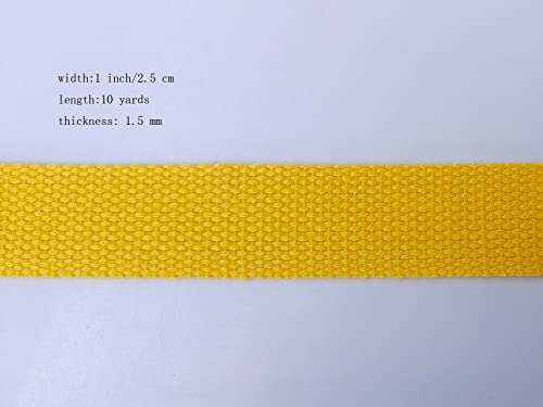1 Inch Cotton Webbing 10 Yards Cotton Strap for Tote Canvas Bags Crafts Sewing (2012 Yellow) - color: 2012 Yellow