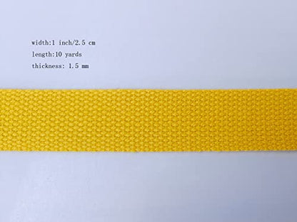 1 Inch Cotton Webbing 10 Yards Cotton Strap for Tote Canvas Bags Crafts Sewing (2012 Yellow) - color: 2012 Yellow