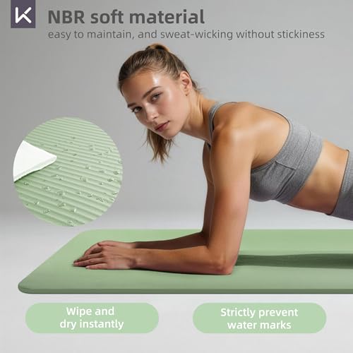 KEEP Extra Thick NBR Yoga Mat - color: Green, size: 72”x32”x15mm