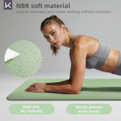 KEEP Extra Thick NBR Yoga Mat - color: Green, size: 72”x32”x15mm