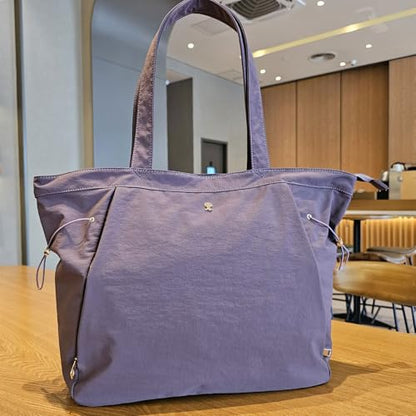 ESVAN Yoga Tote Bag for Women Shoulder Bags Drawstring for Office Workout Travel Carryall Pilates Gym and Beach - color: Light Purple