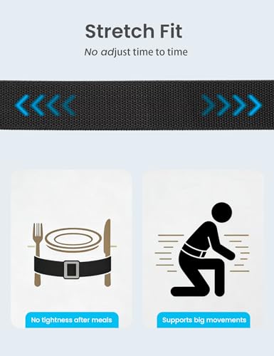 GEIT Stretch Nylon Belt,1 3/8" Elastic Belt with Quick Release Buckle - color: P/Black, size: Waist 35"-38" (Length45")