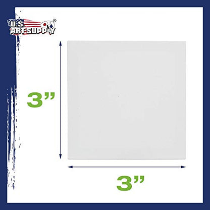 U.S. Art Supply 3"x3" Mini Square Canvases for Painting, Pack of 12 | Mini Primed Artist Stretched Canvas, Ideal for Arts & Crafts, Weddings, Birthdays - size: 3" x 3" - Pack of 12