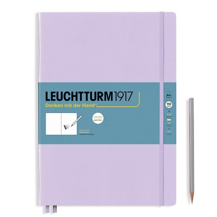 Leuchtturm1917 - Master A4 Hardcover Sketchbook (Lilac) - 112 Pages of 150g/m² Paper | 112 pages, thread binding, acid-free, folding case, lilac, drawing card, developed in Germany - color: Lilac, size: Master (A4+)