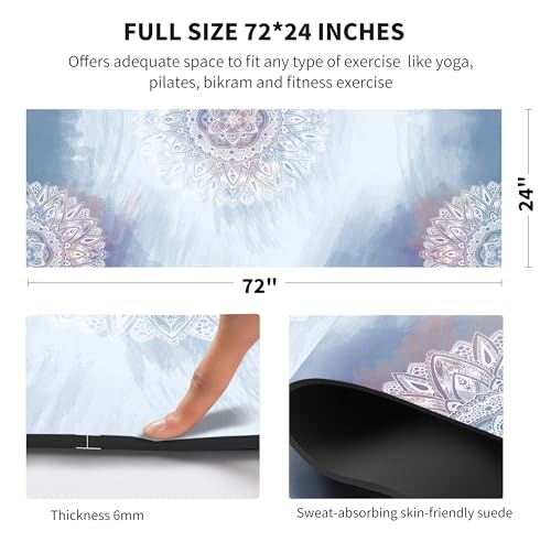 nuveti Yoga Mat Print Extra Thick TPE Non Slip Fitness Exercise Mat with Carrying Bag,72"x24" Extra Thick 6MM Exercise & Workout Mat for Yoga, Pilates Fitness and Floor Exercises - color: DaXia