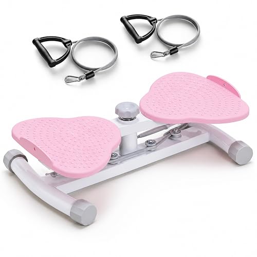 Simple Deluxe Waist Twister Machine Exercise, Anti-Slip Silent Twist Board Supports Up to 300lbs, Portable Home Gym Fitness Equipment for Core Abdominal Fat Workout - color: Pink & White