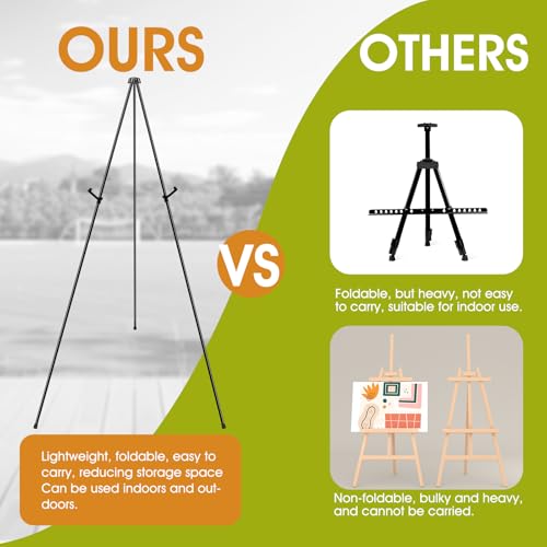 AROIC 63" Easel Stand for Display, 3 Pack Portable Foldable Metal Easel | Easels for Signs Wedding Logos ,Arts, Painting,Adjustable Floor Easels with 3 Storage Bag - style: 3P