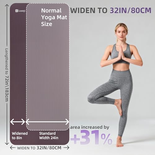 KEEP Extra Thick NBR Yoga Mat - color: Purple, size: 72”x32”x15mm