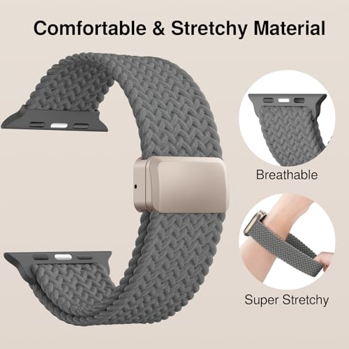 Braided Stretchy Magnetic Band Compatible with Apple Watch Bands Women Men - color: Clay, size: 38mm/40mm/41mm/(42mm-series 11 10)