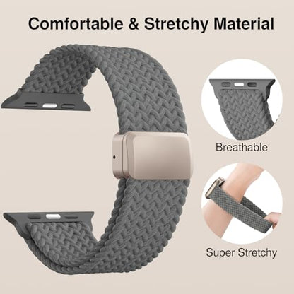 Braided Stretchy Magnetic Band Compatible with Apple Watch Bands Women Men - color: Clay, size: 38mm/40mm/41mm/(42mm-series 11 10)