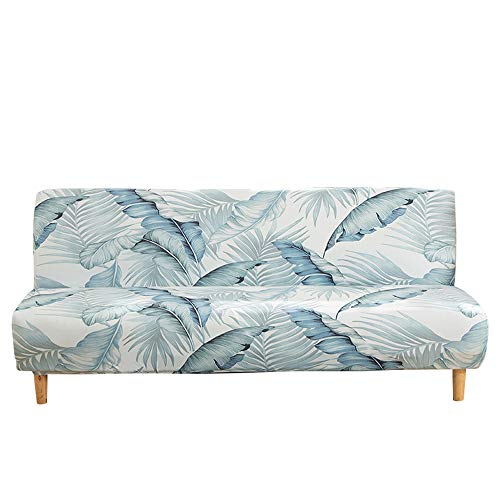 MIFXIN Armless Sofa Cover Futon Slipcover Stretch Elastic Folding Sofa Bed Non-Armrest Couch Furniture Protector Spandex Printed Washable Sofa Cover Without Armrests (Light Green) - color: Light Green