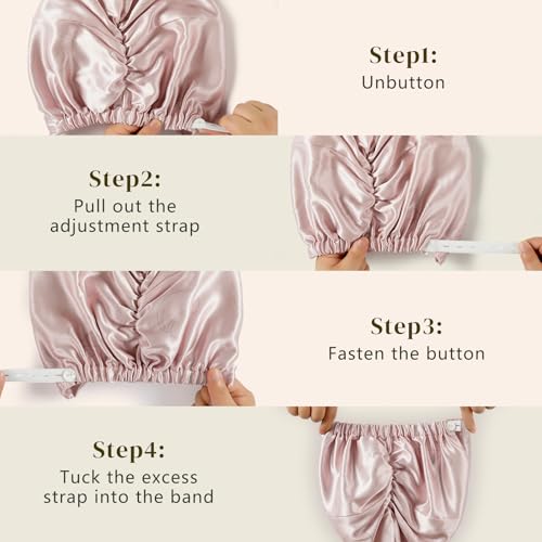 ZIMASILK 22 Momme 100% Pure Silk Bonnet for Sleeping, Pink-Fruit Line Art - color: Pink - Fruit Line Art