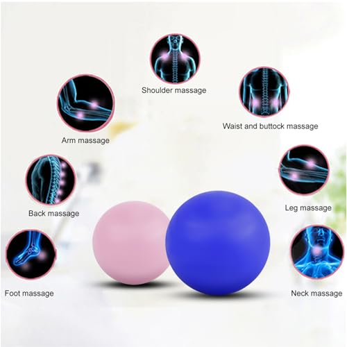 WOVTE Massage Lacrosse Ball for Sore Muscles, Shoulders, Neck, Back, Foot, Body, Deep Tissue, Trigger Point, Muscle Knots, Yoga and Myofascial Release (Blue) (Royal Blue Pink) - color: Royal Blue Pink