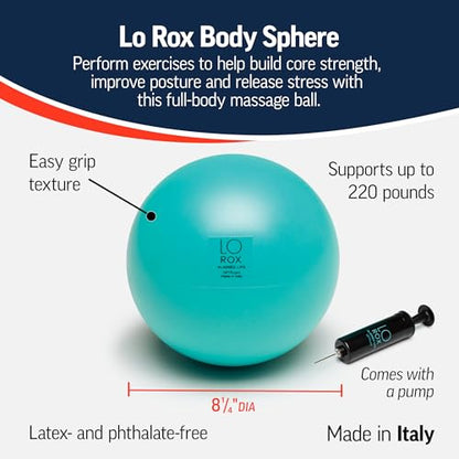 OPTP Lo Rox Body Sphere with Pump – Inflatable Pilates Ball, 8"