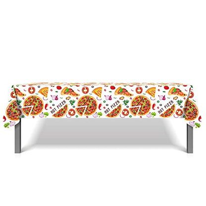 1 Pack Pizza Party Plastic Tablecloth 54 x 87 Inch Long Rectangular Table Cover for Buffet,Birthday Party Holiday Dinner,Picnic or Tablecloth for Kitchen Event Use - color: Pizza