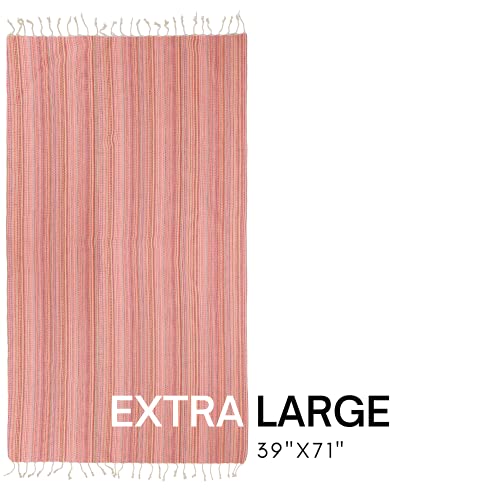 BAY LAUREL Turkish Beach Towel with Travel Bag 39 x 71 Quick Dry Sand Free Lightweight Large Oversized Towels Light - color: Orange Mix