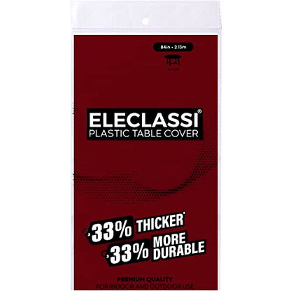 Eleclassi Burgundy 6 Pack Premium Round Disposable Plastic Tablecloth - 84 Inch Round Plastic Table Cloths for Parties Disposable Tablecloth - Round Plastic Tablecloth - Burgundy Round Tablecloth - color: Burgundy