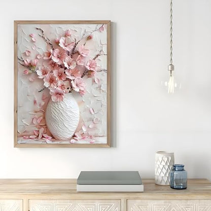 Shouruihua Diamond Painting Kits, Pink Cherry Blossoms Diamond Art Kits | Flower Gem Art, Diamond Dotz Kits, Floral Diamond Dots, Full Round Drill Diamond Painting Kits for Adults, 11.8x15.7in - color: Pink Cherry Blossoms
