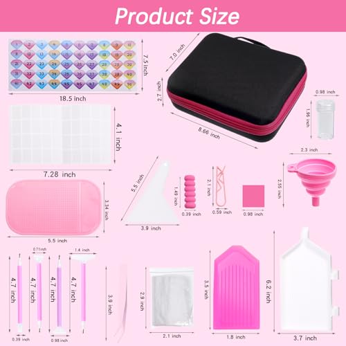 LYMUSUMI 30 Slots Diamond DIY Art Storage Containers | Portable for Adults Bead Storage Boxes for Diamond Painting Accessories and Tools（Rose Red） - color: Rose red