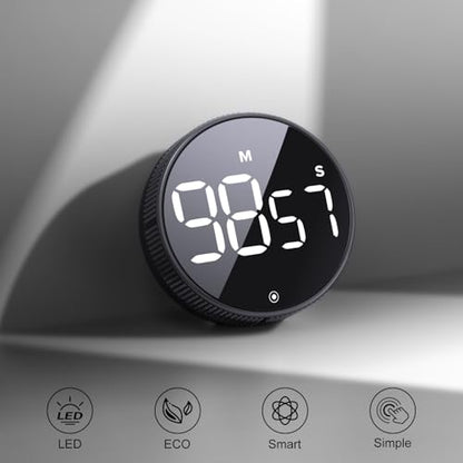BlueSnail Kitchen Timer with LED Digital Display Smart Efficana for Home Classroom Gym Office, Volume and Brightness Adjustable Productivity Timer - color: Black