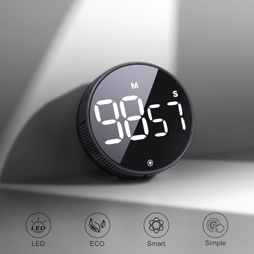 BlueSnail Kitchen Timer with LED Digital Display Smart Efficana for Home Classroom Gym Office, Volume and Brightness Adjustable Productivity Timer - color: Black
