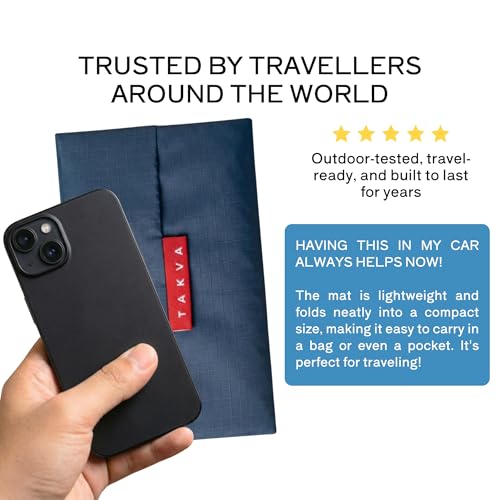 TAKVA The Pocket Sejadah™ | Portable Foldable Travel Prayer Mat, Waterproof, Ramadan/Eid Gift, Perfect Muslim Gift, Pocket Size (Design in Japan, Made in Turkey) - color: Blue