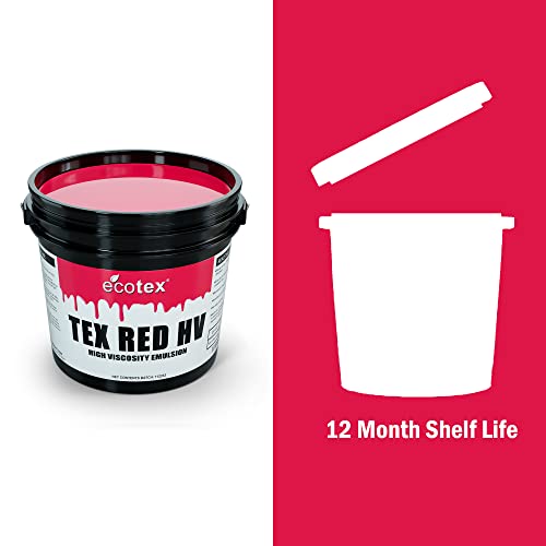 Ecotex® Tex-Red HV Pre-Sensitized Screen Printing Emulsion, High Viscosity | Premixed And Pre-Sensitized High Viscosity Photo Emulsion - No Diazo Needed, Compatible With Plastisol And UV Ink - Gl - size: Gallon - 128 oz.