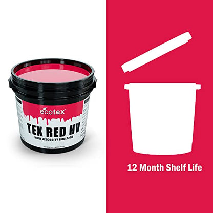 Ecotex® Tex-Red HV Pre-Sensitized Screen Printing Emulsion, High Viscosity | Premixed And Pre-Sensitized High Viscosity Photo Emulsion - No Diazo Needed, Compatible With Plastisol And UV Ink - Gl - size: Gallon - 128 oz.