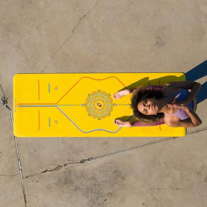 Liforme Travel Yoga Mat - Patented Alignment Design, Advanced Non-Slip Grip - color: Yellow