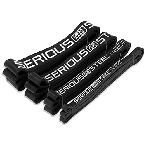 Serious Steel Fitness Non Latex (Latex Free Resistance Bands) Resistance Bands Exercise Bands | Use for Pull-Ups, At Home Workouts, Strength Training and Resistance Training(41" Sets) - color: Set (4-Bands